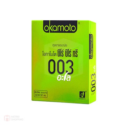 ถุงยางอนามัย Okamoto 003 Aloe (แบบบาง, เจลสูตรน้ำว่านหางจระเข้)