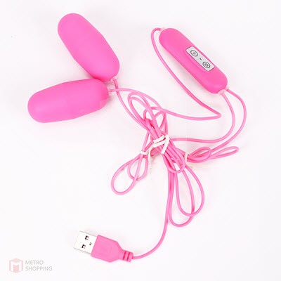 Dual Egg Vibrator 10 Function USB Pink (อุปกรณ์สั่น)