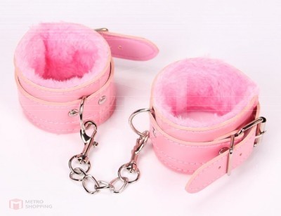  Soft Leather Handcuffs Pink (กุญแจมือ)