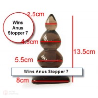  Wins Anus Stopper 7 ของเล่นผลิตจากยางคุณภาพสูง โปร่งแสง สีดำ พื้นผิวสัมผัสเรียบลื่น