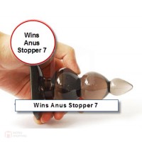  Wins Anus Stopper 7 ของเล่นผลิตจากยางคุณภาพสูง โปร่งแสง สีดำ พื้นผิวสัมผัสเรียบลื่น