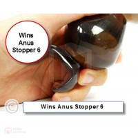  Wins Anus Stopper 6 ของเล่นผลิตจากยางคุณภาพสูง โปร่งแสง สีดำ พื้นผิวสัมผัสเรียบลื่น