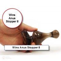  Wins Anus Stopper 8 ของเล่นผลิตจากยางคุณภาพสูง โปร่งแสง สีดำ พื้นผิวสัมผัสเรียบลื่น