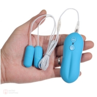 10 Function Dual Bullet Vibrator Blue (อุปกรณ์สั่นลูกสั่น 2 ลูก)