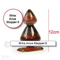  Wins Anus Stopper 6 ของเล่นผลิตจากยางคุณภาพสูง โปร่งแสง สีดำ พื้นผิวสัมผัสเรียบลื่น